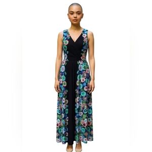 London Times Boho Navy Floral Maxi Dress SZ 4 – Retro Vacation Summer Vibes